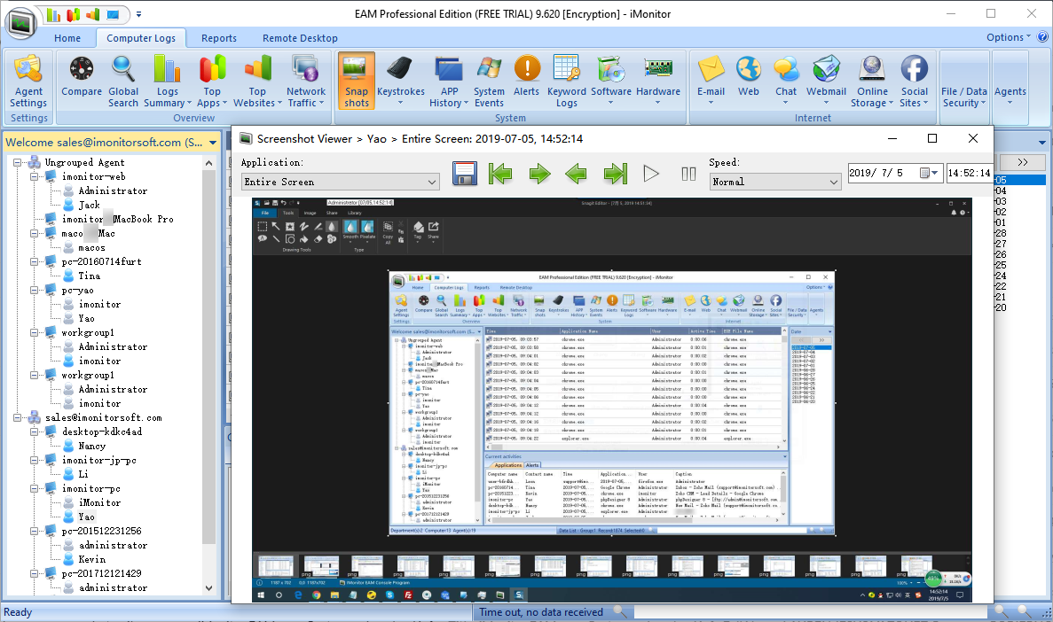 Employee monitoring software screenshot